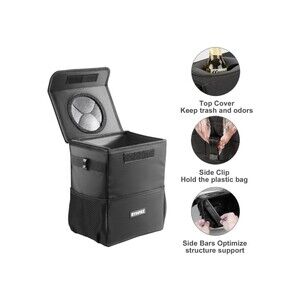 Ryhpez Car Trash Can with Lid - Hanging Bin Large, Large (Black)